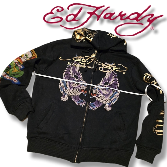 🔥SzL Incredibly RARE Ed Hardy Christian Audigier Zip-Up Hoodie - Picture 12 of 17